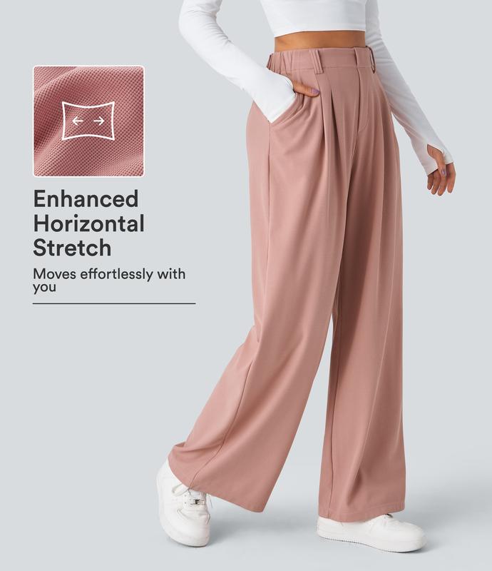 Flex High Waisted Pocket Wide Leg Waffle Work Pants